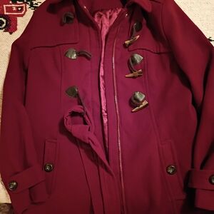 George Women's Deep Red Toggle Trench Coat